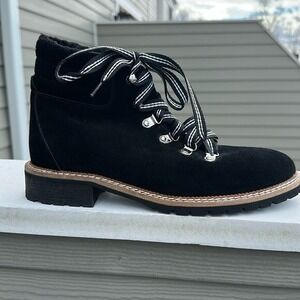 NEW Anthropologie x‎ Silent D Black Suede Rexi Lace-Up Ankle Hiker Boots Sz 10.5